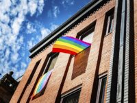 Pride flag on building