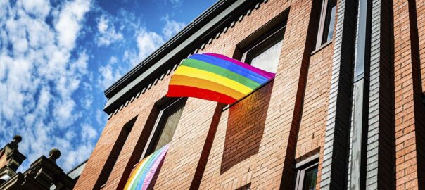 Pride flag on building