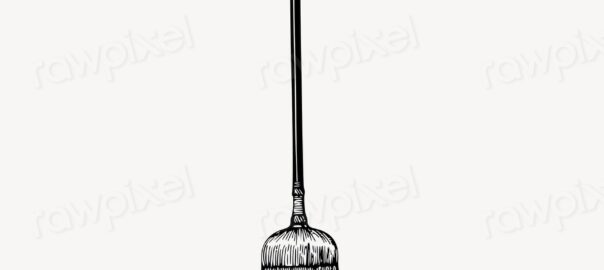 Broom clipart, vintage cleaning tool
