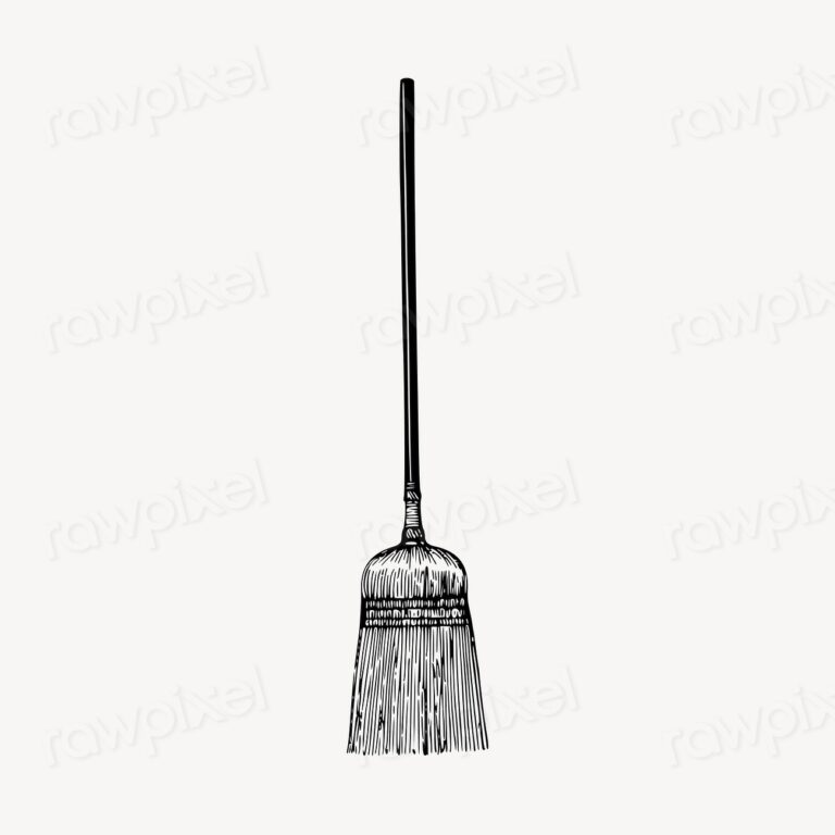 Broom clipart, vintage cleaning tool